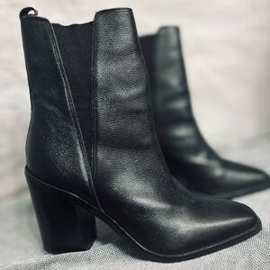 Marc Fisher Black Leather Heeled Boots